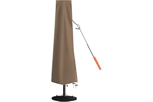 Gartree Umbrella Cover for Outdoor Umbrellas 6-9 Ft, Waterproof Patio Umbrella Cover 420D Fabric with Zipper and Installation Rod for Market Umbrellas, Brown