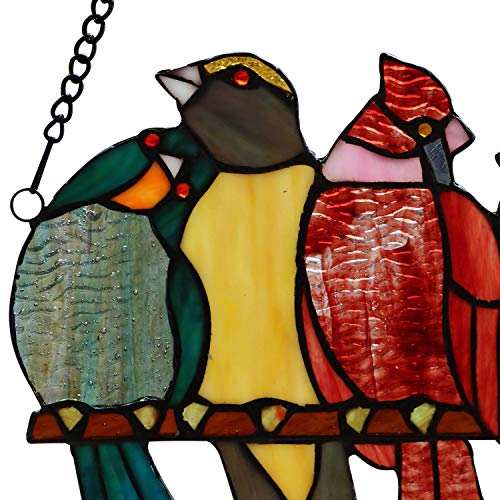 image for River of Goods Bird Lover 9.5 Inch High Stained Glass Window Panel Sun