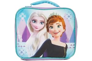 RALME Disney Frozen Lunch Box with Princesses Elsa and Anna - Soft Insulated Lunch Bag for Girls, Purple Sparkle