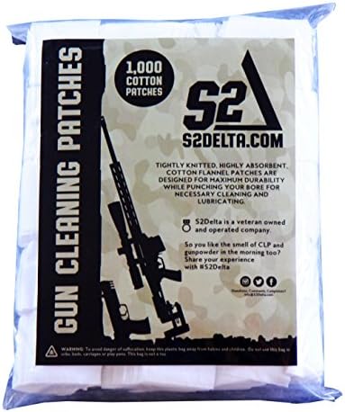 S2Delta Gun Cleaning Patches (1000), Premium Quality, Highly Absorbent (.223/5.56/.22 (1"))