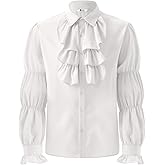Runcati Mens Pirate Shirt Ruffle Victorian Renaissance Vampire Poet Puffy Shirts Gothic Steampunk Medieval Costume