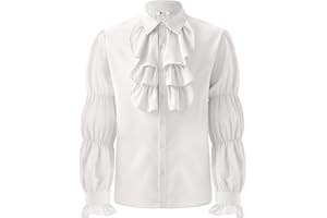 Runcati Mens Pirate Shirt Ruffle Victorian Renaissance Vampire Poet Puffy Shirts Gothic Steampunk Medieval Costume