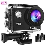 Crosstour CT7000 Action Camera 1080P 12MP WiFi Underwater Sports Cam 170 Degree Ultra Wide-Angle with 2 PCS Rechargeable Batteries and Mounting Accessories Kit