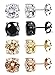 FIBO STEEL 4 Pairs Stainless Steel Round Stud Earrings for Men Women Ear Piercing Earrings Cubic Zirconia Inlaid,3-8mm Available