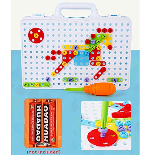 SANSIRP Kids Creative Drilling Toy with Screwdriver Tool Playset Screw Puzzle Learning Toys Building Blocks DIY Design Tool Sets for Childs 2-10 Ages Boys and Girls (144 Pieces) - Thumbnail 2