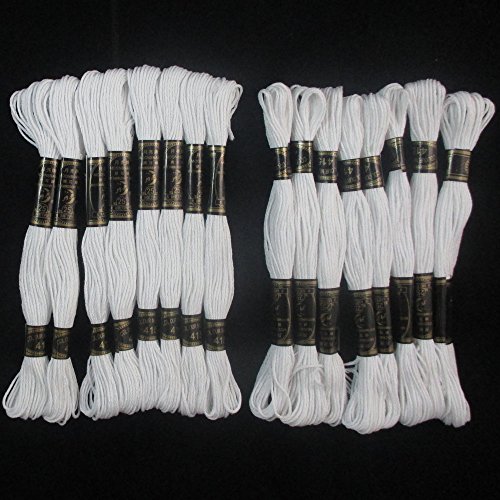 16 White Stranded Cross Stitch Cotton Embroidery Thread