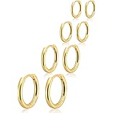 Gokeey Small Gold Huggie Hoop Earrings Set for Women Men, Hypoallergenic 14K Gold Plated Hoop Earring Cartilage Earrings Stack Sets for Multiple Piercing Jewelry Cute Mini Tiny Lightweight Earrings for Sensitive Ears Everyday