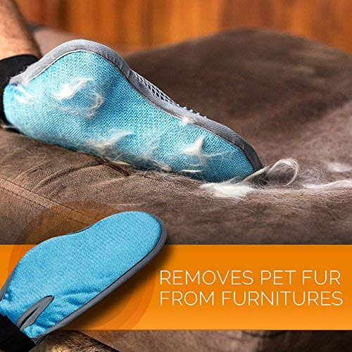 [Enhanced Version] Pet Grooming Glove - Gentle Deshedding Brush Glove - Efficient Pet Hair Remover Mitt - Massage Tool with Enhanced Five Finger Design - Perfect for Dogs & Cats with Long & Short Fur