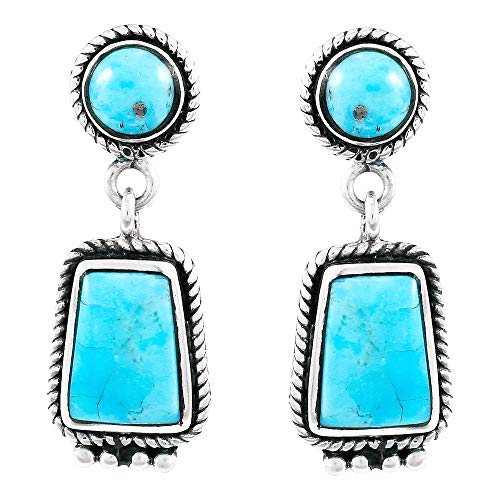 Turquoise Earrings 925 Sterling Silver & Genuine Turquoise (Select style)