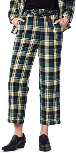The Styles Plaid Wide Leg Trouser,Green/Yellow,Small