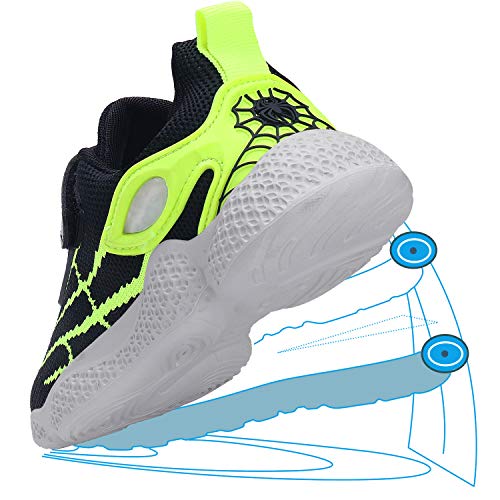 Vivay Girls Tennis Shoes Mesh Breathable Athletic Running Sneaker for Boys Girls Black Yellow Size 3 Little Kid