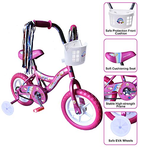 ChromeWheels Kids' Bike with Training Wheels and EVA Tire, Girls Bike for 2-4 Years Old, Pink
