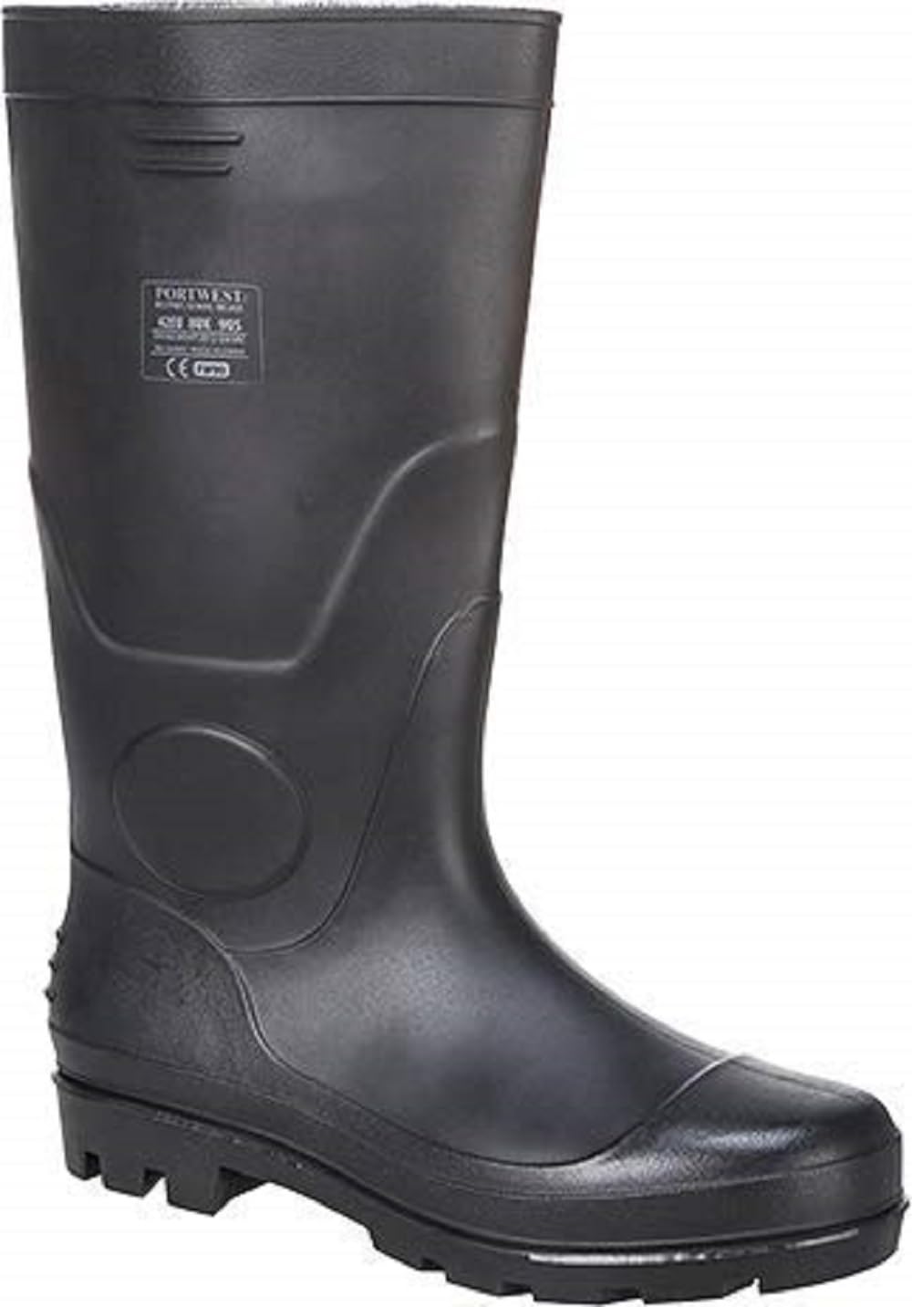 Portwest FW90 PVC Waterproof Mens Wellington Boots Adult Wellies Slip Resistant Protective Footwear, Black, 45