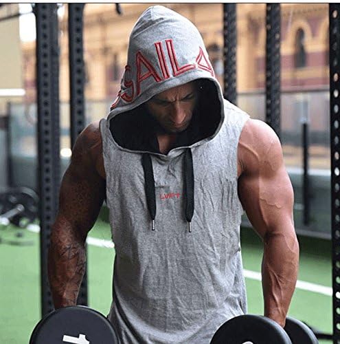 Men's Tank Top Sleeveless T shirt Vest Hip-hop Fitness Vest Brand Clothes (Grey XL)