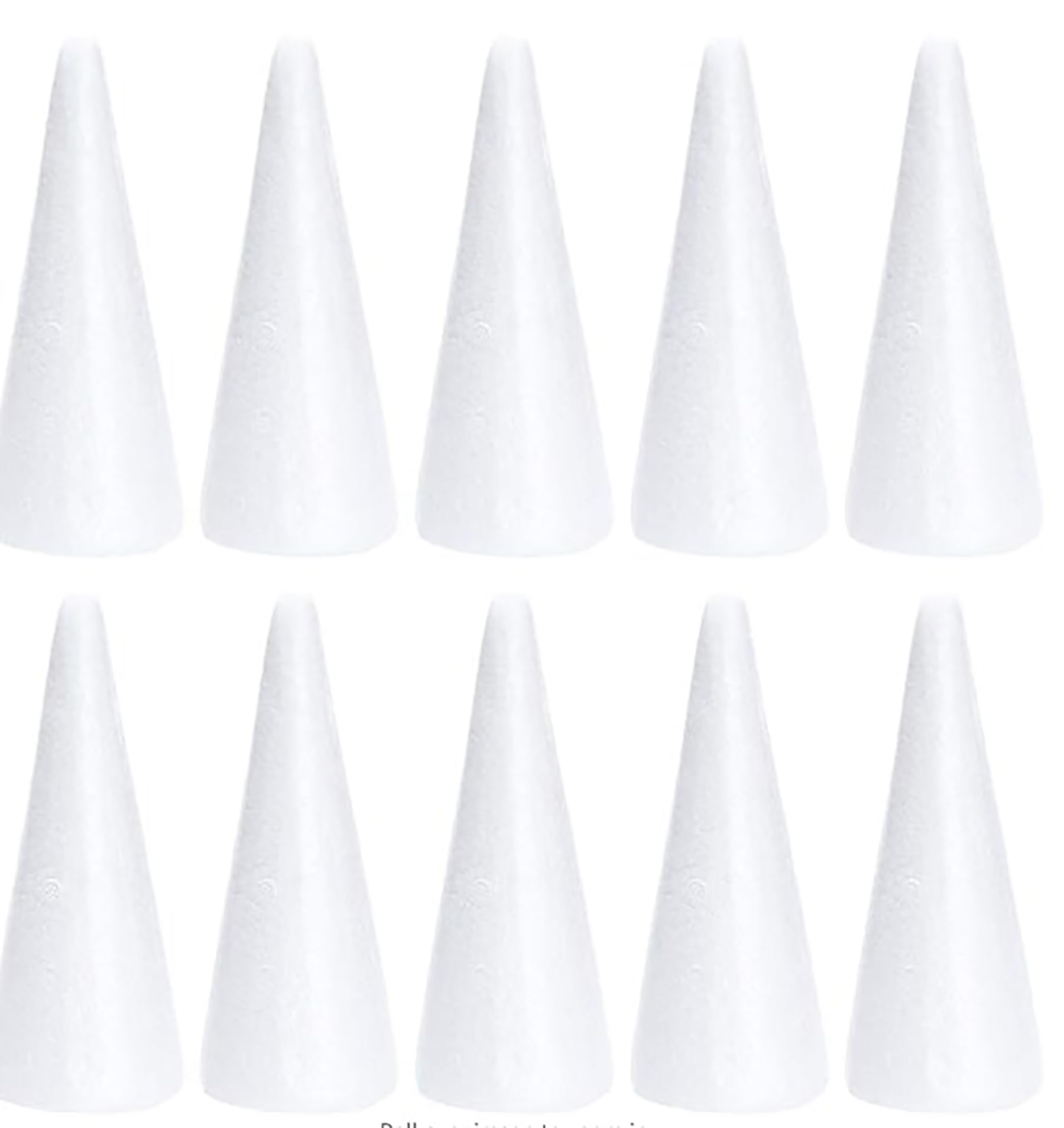Wensmy 10pcs 18.5cm Foam Cones Craft Styrofoam Cone Shaped White Crafts Cake Towers for DIY Craft Christmas Tree Decoration Flower Arrangement Props for Christmas Party Decoration(10pcs 18.5cm) — image 1