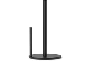 Paper Towel Holder Black, Premium Stainless Steel Kitchen Roll Dispenser, Countertop Roll Organizer with Weighted Base