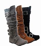 Buckle Sweater Knee High Boot