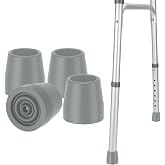 MFE Walker Tips 4-Pack, Universal Non-Slip Rubber Replacement Feet with Skid-Resistant Traction, Easy Install for Most Walkers &amp; Commodes