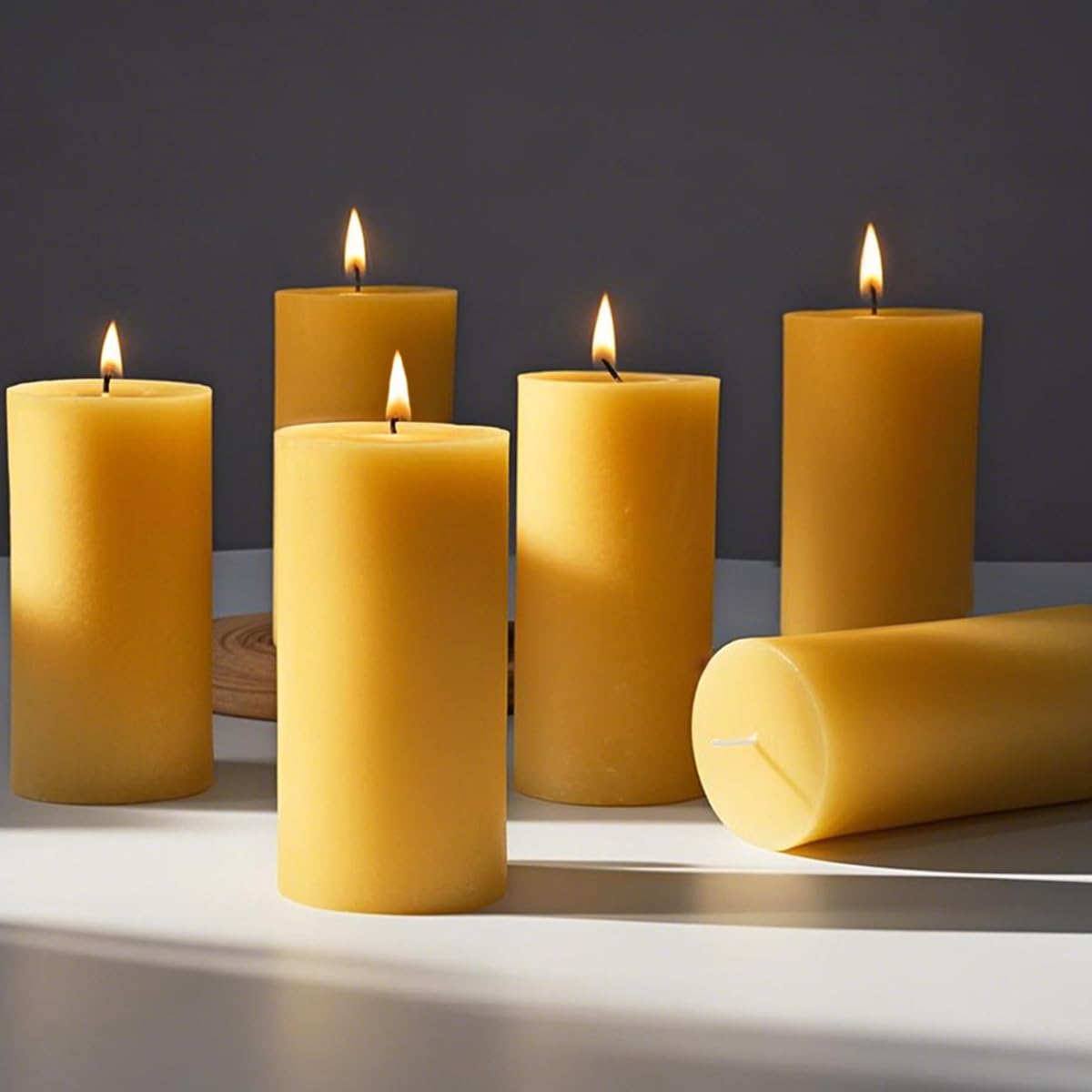 6 Packs Natural Beeswax Candles, 100% Pure Beeswax Pillar Candles for Emergency Prayer Home Decor, Bees Wax Candle for Relax, Smokeless & Dripless [2x4 inch]