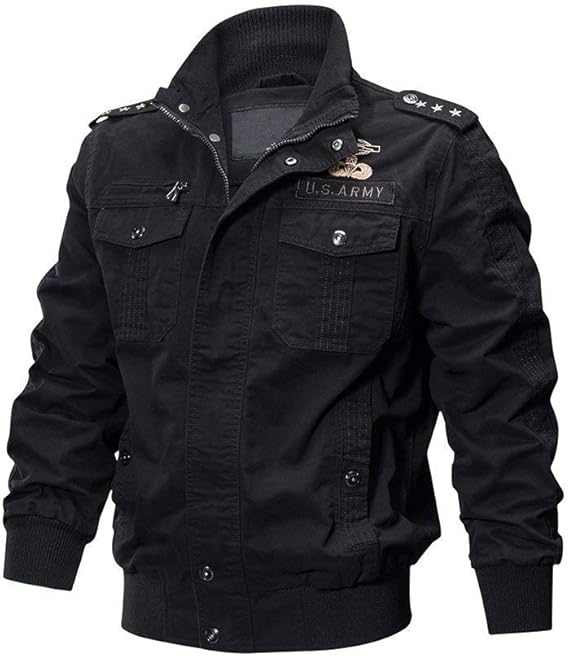 Autumn Jacket Men's Cotton Biker Sleeve Long Jacket with with Pockets