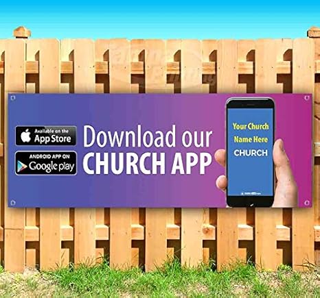 Amazon Com Download Our Church App 13 Oz Heavy Duty Vinyl Banner