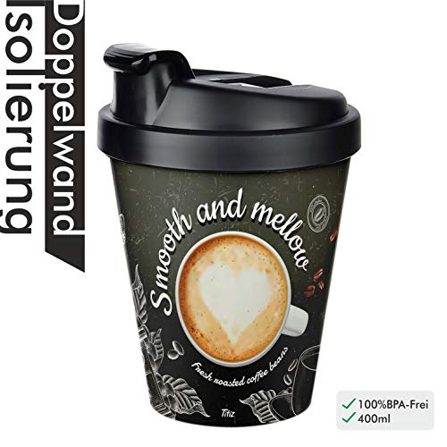 BEFA 2 Kaffeebecher to Go | BPA Frei | Coffee to go | 400ml | Auslaufsicherer Deckel mit Trinkverschluss | Kaffee | mit Doppelwand Isolierung | 2 Stück (Variante 2) – Bild 5