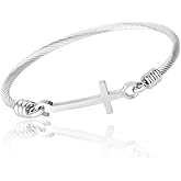 WDSHOW Cross Bracelet Cuff Bangle Stainless Steel