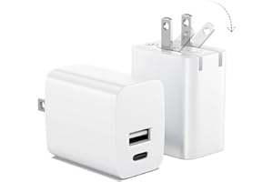 MERRYKING USB C Wall Charger Block 20W, 2-Pack Dual Port Wall Charger Adapter with Foldable Plug, Fast Charger for iPhone 15/15 Pro/14/14 Pro Max/13, Galaxy, iPad, Google Pixel, Samsung Galaxy