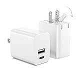USB C Wall Charger Block 20W, 2-Pack Dual Port Wall