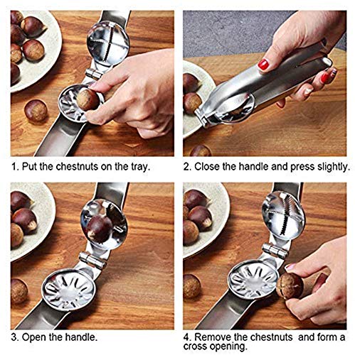 OZMI Chestnut Clip, 304 Stainless Steel Nut Cracker Sheller Walnut Pliers, Metal Nut Opener Plier, Kitchen Tools Multifunctional Chestnut Opener Nut Walnut, Kitchen Utensils Dried Fruit Opener, 1Pack