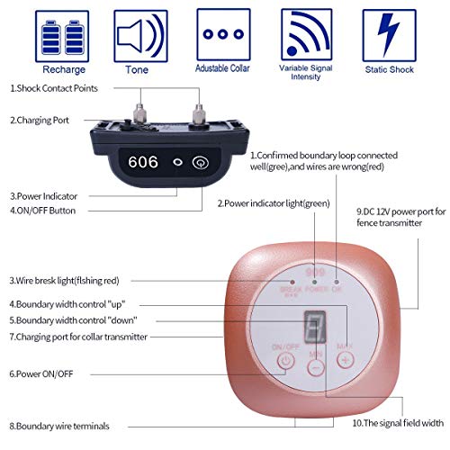 Wireless Dog Fence Electric Pet Containment System, In-Ground Dog Fence Design Underground Hidden Dog Fence, Waterproof Rechargeable Collar Easy Setup (2 Dog System) - Thumbnail 6