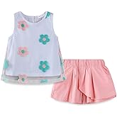 Mud Kingdom Little Girls Shorts Sets Floral Pattern Summer Sleeveless 2 Piece Outfits