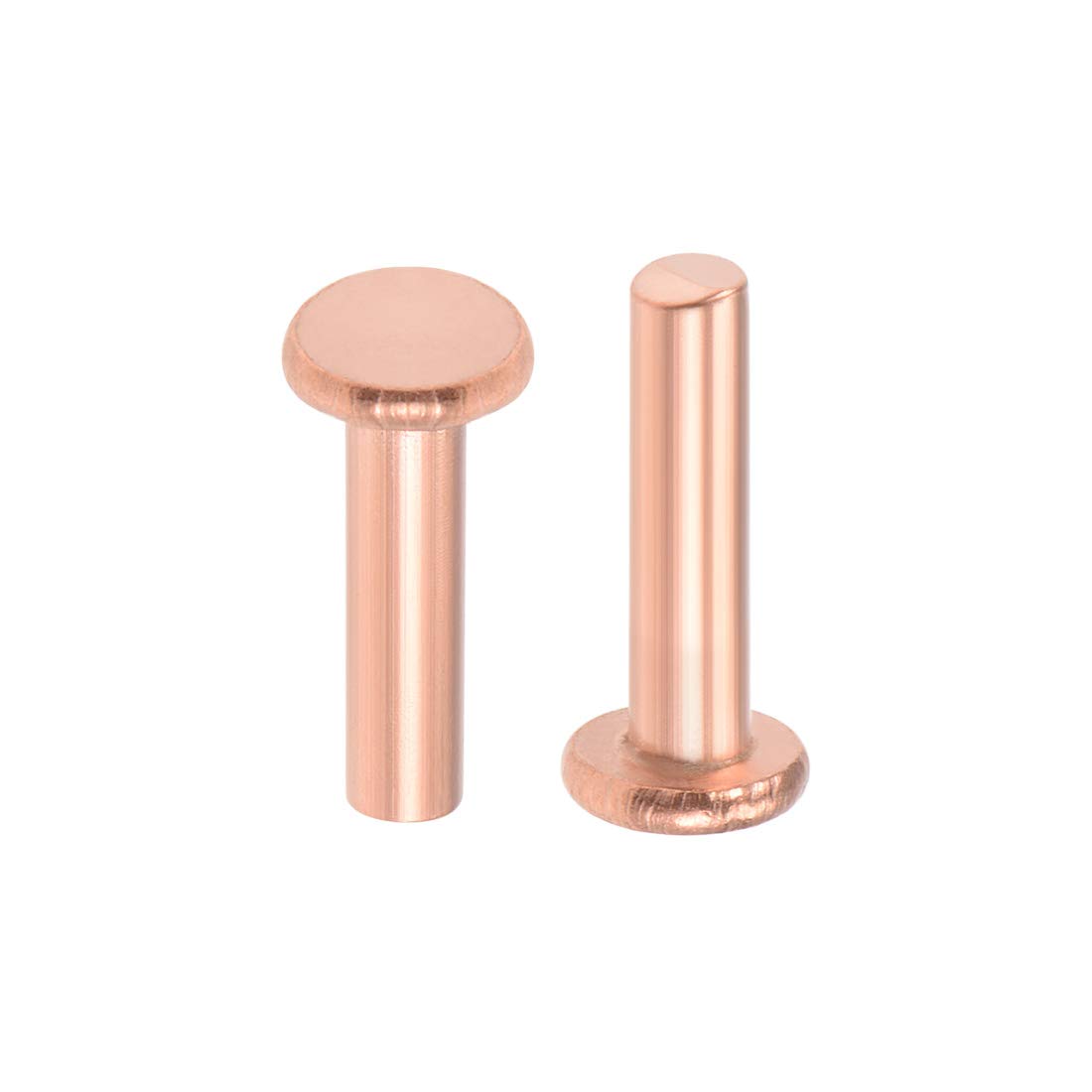sourcing map 50 Pcs 5/32" x 5/8" Flat Head Copper Solid Rivets Fasteners