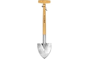 Berry&Bird Perennial Spade, 21.6''Long Trowel for Gardening Root Cutting Tool with Sharp Stainless Steel Blade, Wooden Handle Small Shovel Hand Edger Garden Tool for Planting, Digging & Transplanting