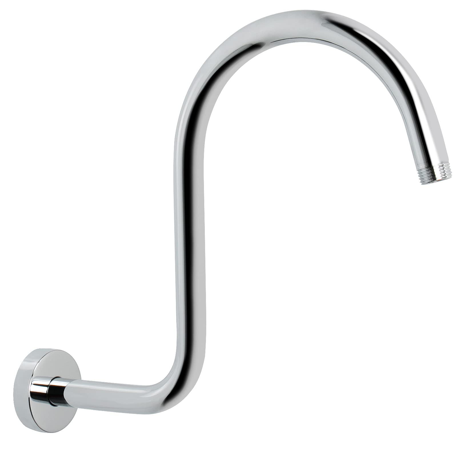 Photo 1 of NearMoon High Rise S Shape Shower Extension Arm, Shower Head Extender Shower Arm with Flange, Standard 1/2" Connection- Bathroom Accessory, 13 Inch (Chrome Finish)