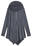 Women's Hooded Sweatshirt Jacket Cape Style (2XL, gray)