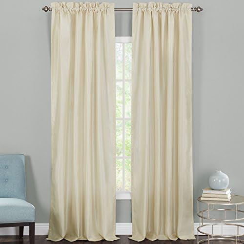 Heritage LandingFaux Silk Lined Window Panel Pair, 108", Ivory
