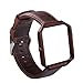 KADES Genuine Leather Retro Cowhide Bands with Stainless Steel Frame Compatible for Fitbit Blaze Smart Watch, Coffee Band+Coffee Frame(Silver Clasp)- Large