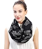 Lina & Lily Vintage Camera Print Loop Infinity Scarf for Women Lightweight (Black)
