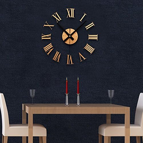 New Chic DIY Adhesive Silver Vintage Roman Numeral Number Frameless Wall Clock 3D Home Decor Living