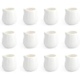 12PCS Mini Ceramic Creamer, 3 OZ Small Porcelain Creamer Pitcher, Small Syrup Pitcher, Coffee Creamer Pitcher, Creamer Dispenser, White Ceramic Pitcher for Coffee Tea Milk Sauce