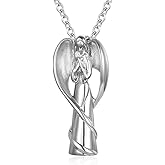 Gisunye Cremation Urn Necklace for Ashes Angel Wing Keepsake Locket Stainless Steel Cross Cremation Jewelry Waterproof Memorial Pendant…