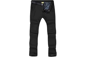 TBMPOY Men's Snow Ski Hiking Pants Waterproof Winter Fleece Lined Pants Camping Skiing Ice Fishing Pants with Belt