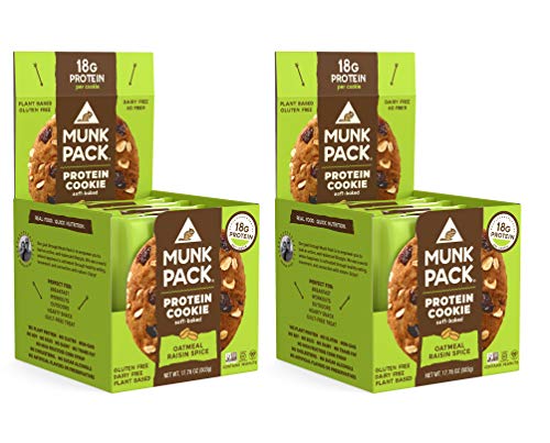 Munk Pack Oatmeal Raisin Spice Protein Cookie with 18 Grams of Protein | Soft Baked | Vegan | Gluten, Dairy and Soy Free | 12 Pack