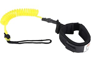 Qinlorgo Foot Leash Flexible PU Surfboard Rope Leg Leash for Boogie Surfboard (Yellow)