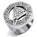 ELFASIO Men Stainless Steel Rings Viking Valknut Scandinavn Odin Symbol Norse Ring Jewelry Size 12