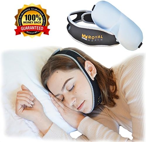 Anti Snoring Chin Strap with Silk Sleep Mask Included: Solution to Snoring, Sleeping Aid, Stop Snoring, Reduce Snoring Device, Natural and Comfortable Instant Snore Relief - Fully Adjustable for All