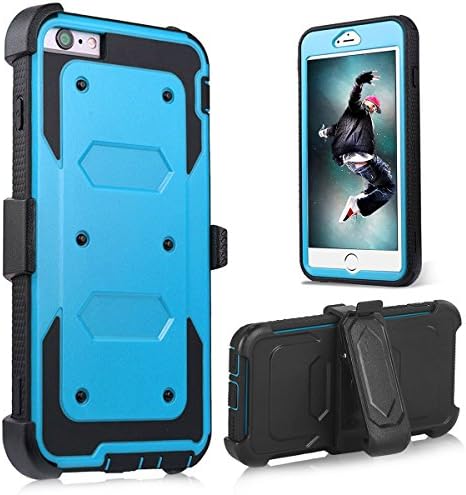 iPhone 6S Case,iPhone 6 Case,PELAPOLA Hybrid Rugged Combo Heavy Duty Armor Holster Kickstand Defender with Locking Belt Swivel Clip Full-body Protective Cover For iPhone 6S/iPhone 6(Blue)
