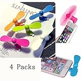 QKILL 4 packs! USB Phone Fan 3.5 inch Fashion Portable 8 Pin USB Phone Mini Fan with Two Leaves for iPhone 6 & 6 Plus / iPhone 5 & 5S / iPad Air (RANDOM COLORS)