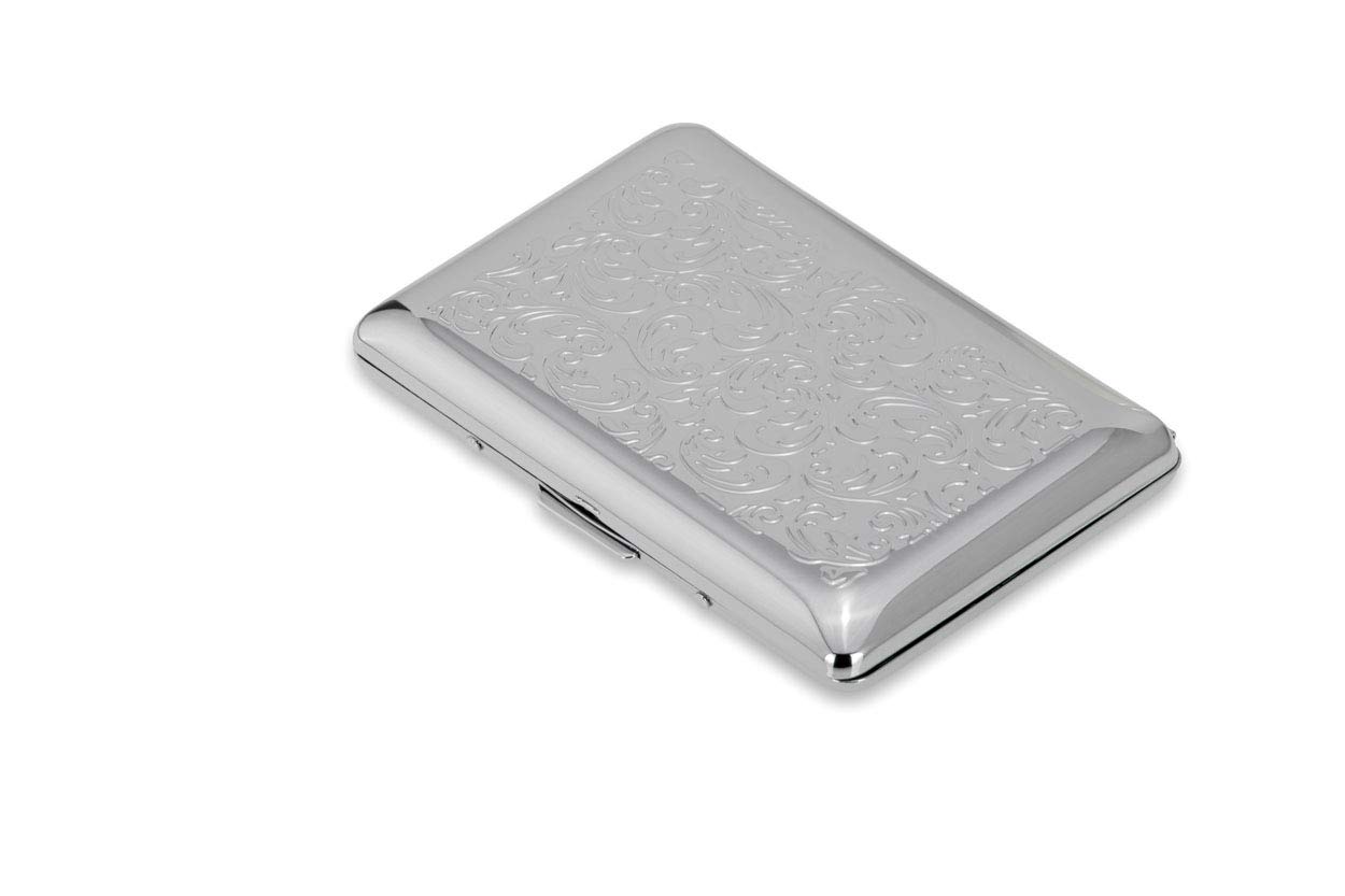 Business Card Holder Card Case Chrome-Plated Baroque Silver Square Two Compartments Double Fitted